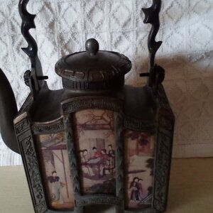 Vintage Chinese Pewter Decorative Tea Pot